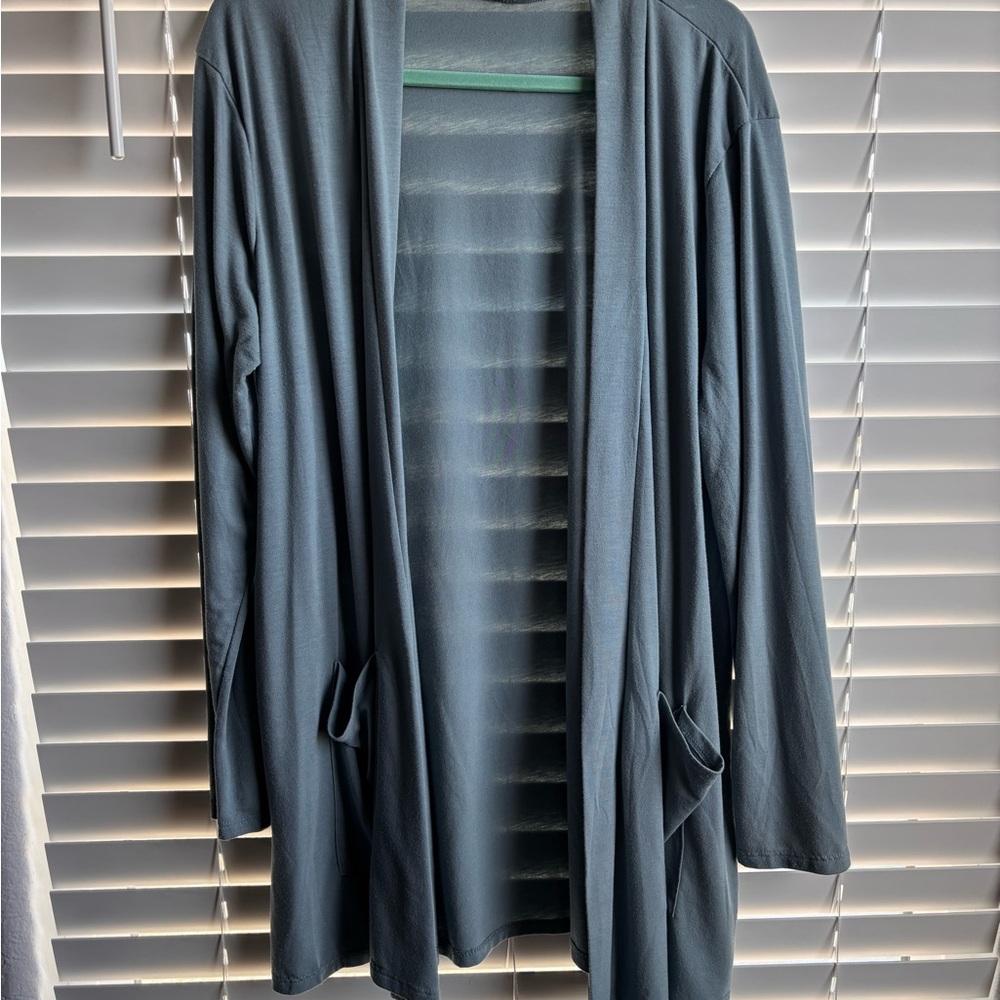 Zenana Outfitters Blue Open Front Cardigan